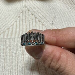 Silver feathers Crown  with Blue Accents